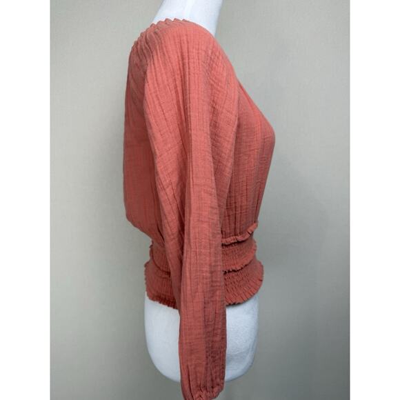 Old Navy Smocked Elastic Waist Top Sz XL 14-16 Long Sleeve CottageCore Peasant - Picture 4 of 12